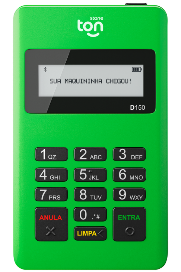 Maquininha Ton T1 Mega+ - modelo de entrada com Bluetooth